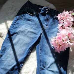 Dark wash wax jeans